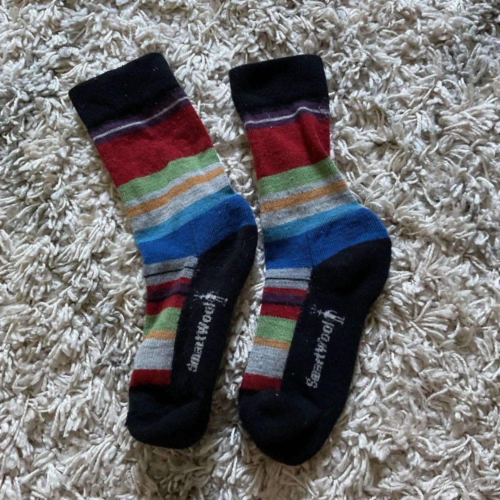 Smartwool Merino Wool Striped Crew Socks Womens Multi Color Hiking Outdoor